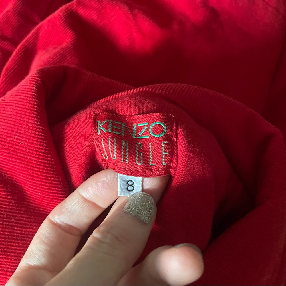 Kenzo Jungle Red Chord Jacket Peter Pan Collar - Picture 2 of 16